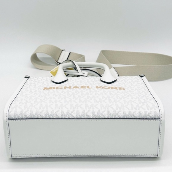 Michael Kors Small Shopper TZ Xbody Tote Bag Optic White - Picture 6 of 9